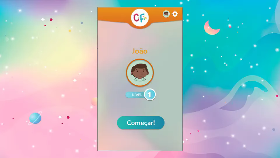 Craque da Fluência start screen with a pupil profile and the Começar button.